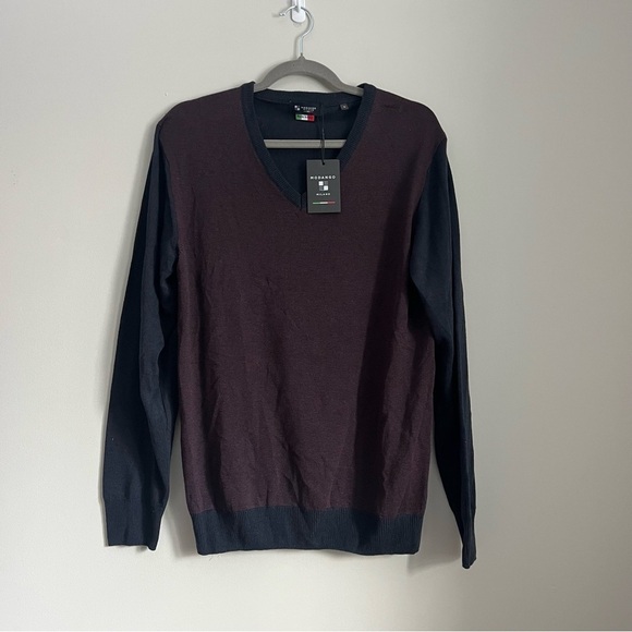 Modango Milano Men’s Sweater – Made in Italy – V-Neck, Colorblock – Size S NWT - Picture 1 of 6